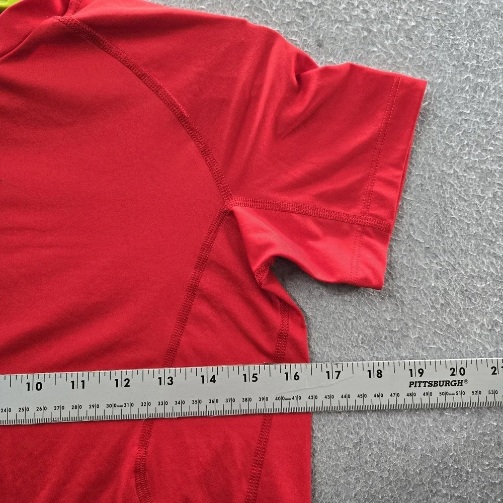 Nike Boy Shirt L Red Dri-Fit Nike Pro Center Swoosh Logo Slim Short Sleeve